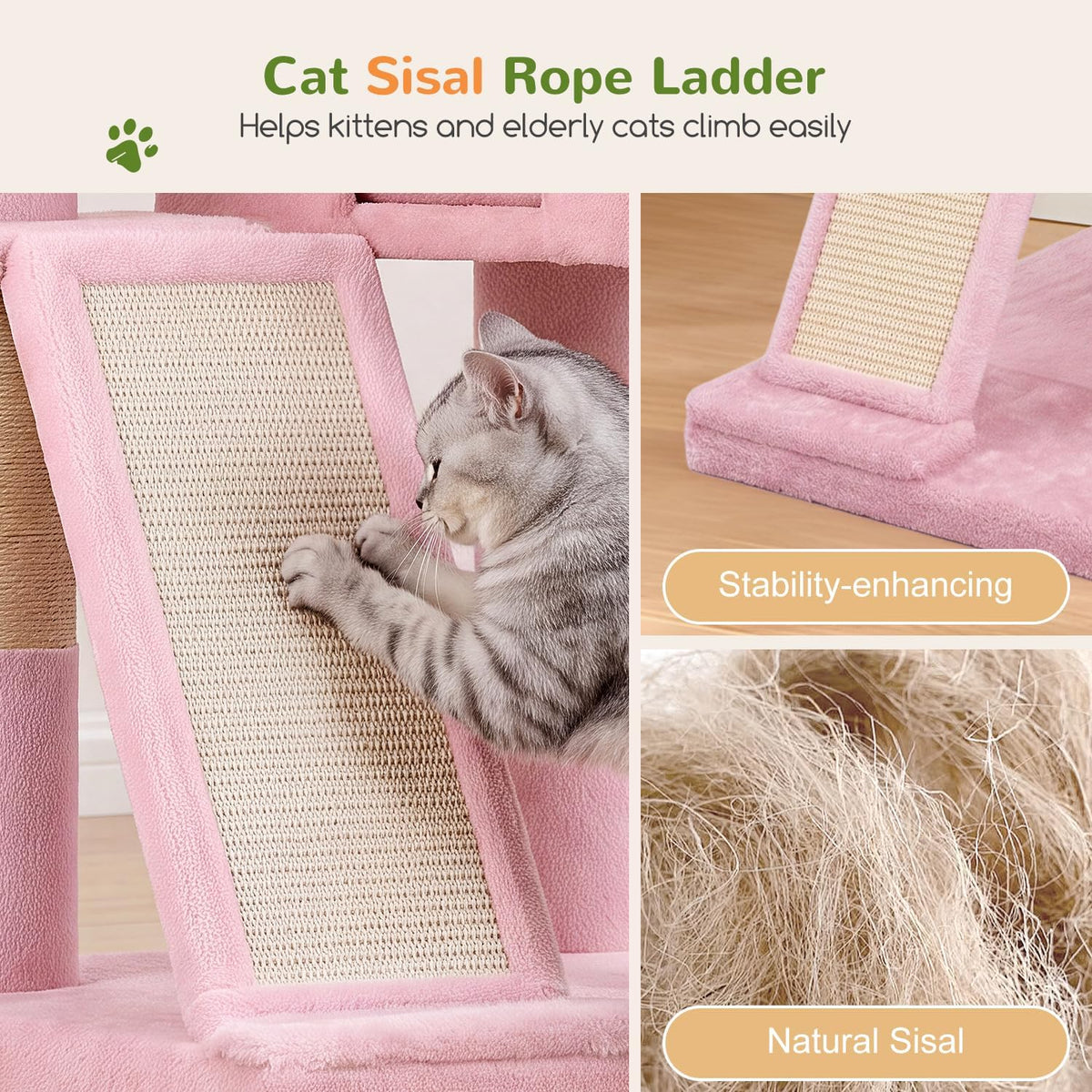 Globlazer Large Cat Tree 72in Tall Cat Climbing Tower, F72G, Pink