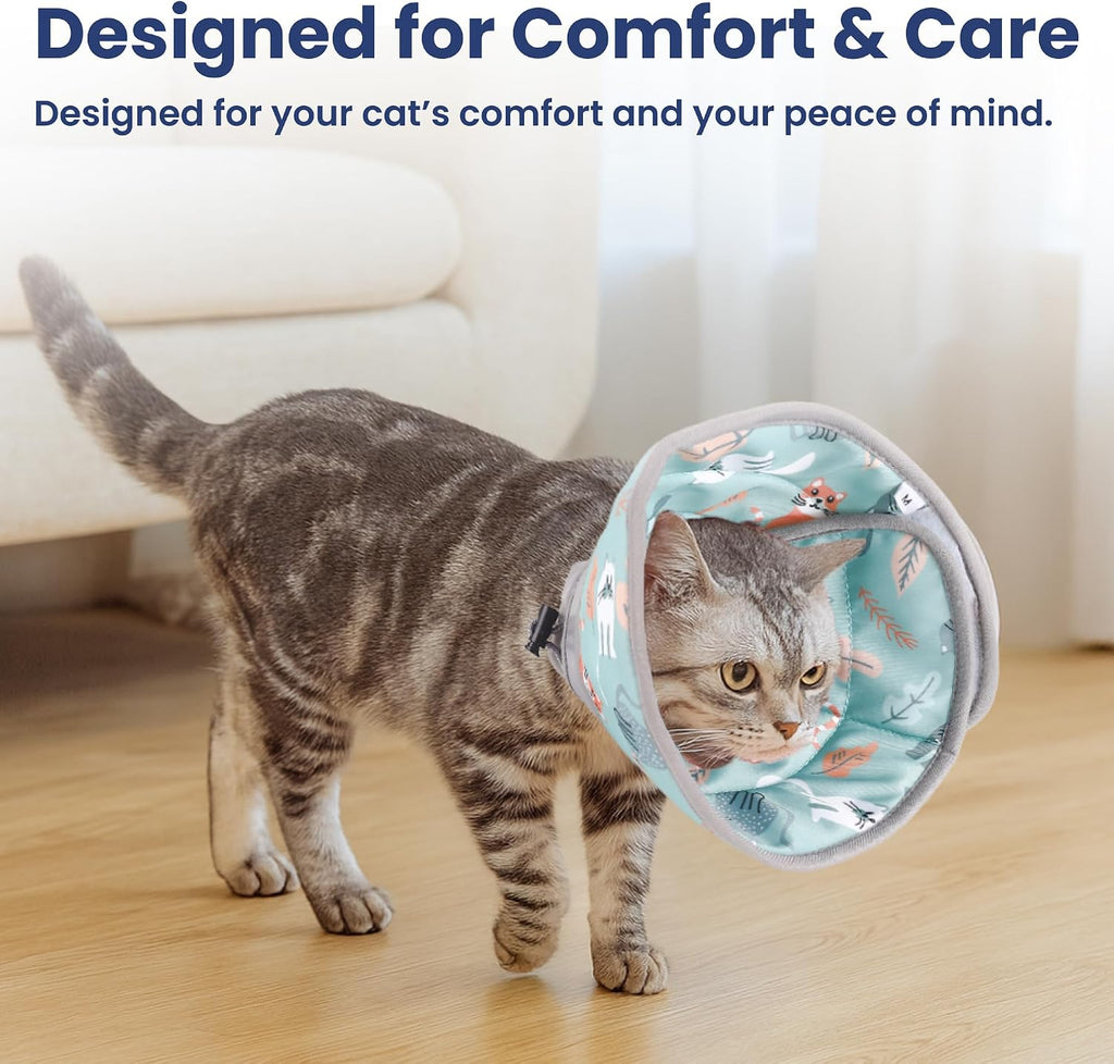PawsPik Adjustable Soft Recovery Cone for Dogs & Cats, Small, Light Blue