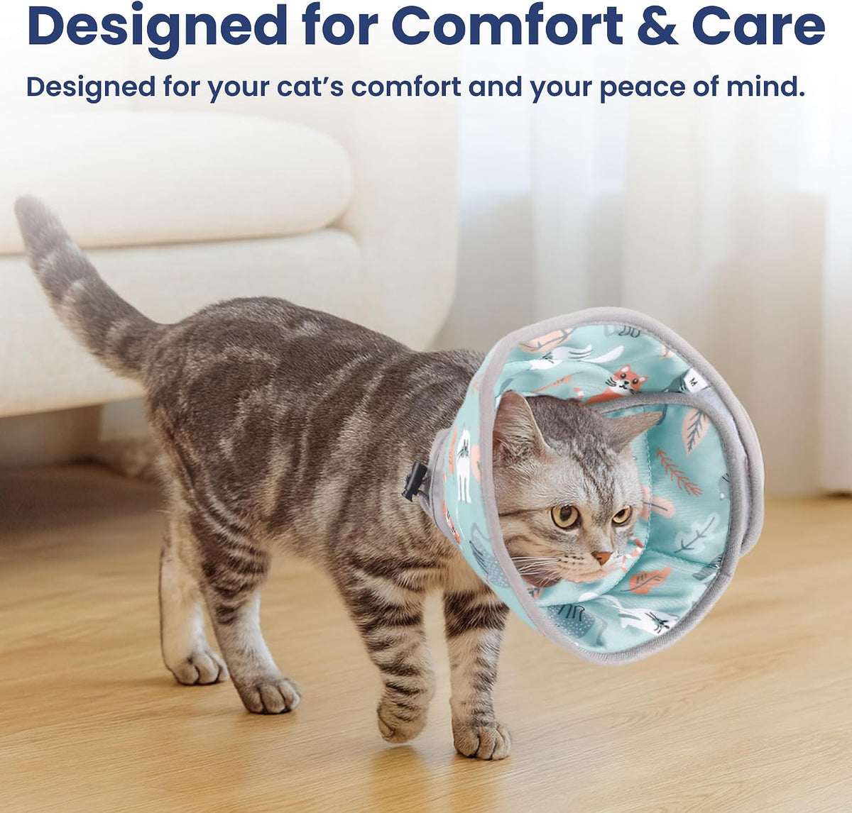 PawsPik Adjustable Soft Recovery Cone for Dogs & Cats, Small, Light Blue
