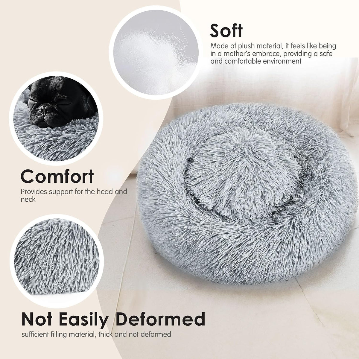 Extra Large Dog Beds, 36in Human Dog Anxiety Relief Comfort Bed(Light Grey)