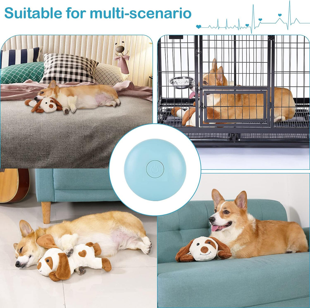 WEOK Heartbeat Dog Toy for Puppy- Helps for Dog Anxiety Relief and Calming Aid, Stuffed Animal Anxiety Calming Behavioral Aid Puppy Heartbeat Toy Sleep aid for Dogs Cats Pets