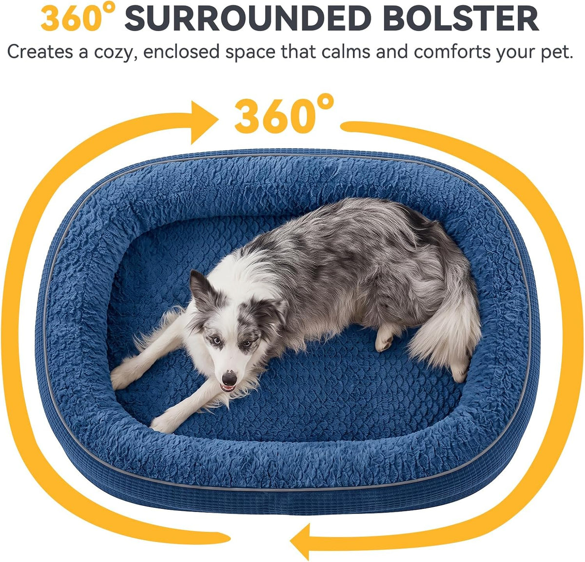 JOEJOY XL Orthopedic Dog Bed for Large Dogs, 360° Oval Bolster, 45"