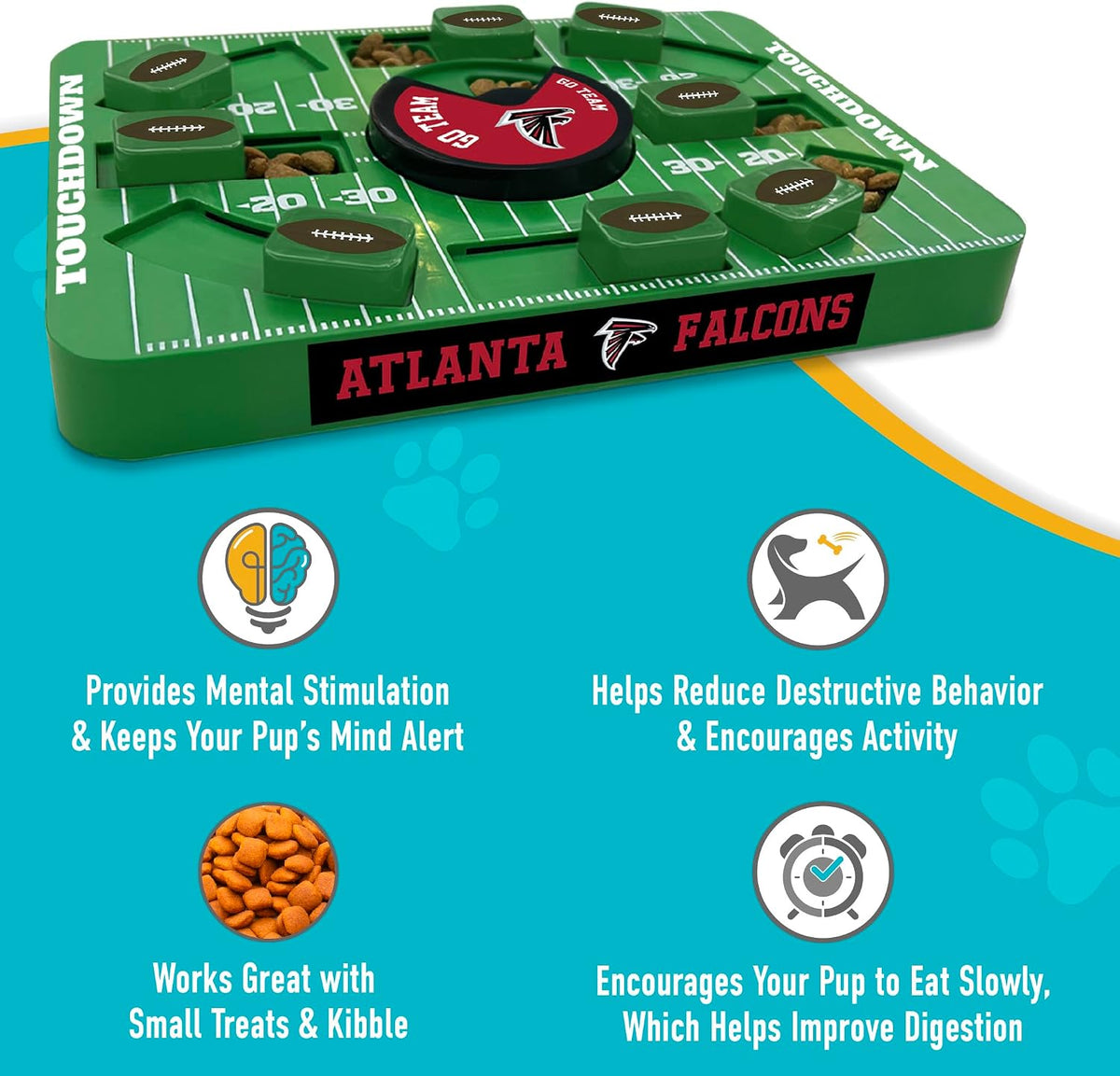 Pets First NFL Atlanta Falcons Large Puzzle Toy for Dogs, Slow Feeder Board for Pets, New Bigger Size, Interactive Doggie Treat Toy