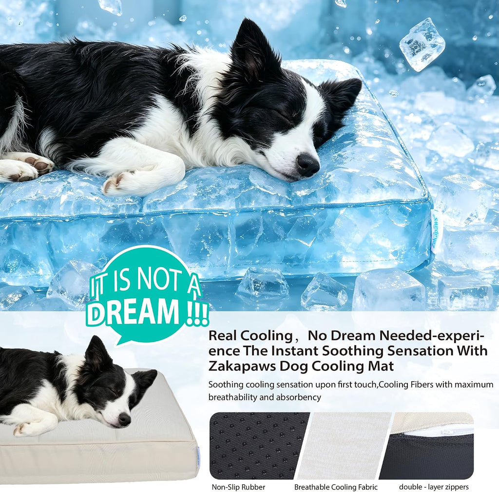 Cooling Dog Bed for Medium Dogs, QMAX>0.5 Waterproof Pet Beds
