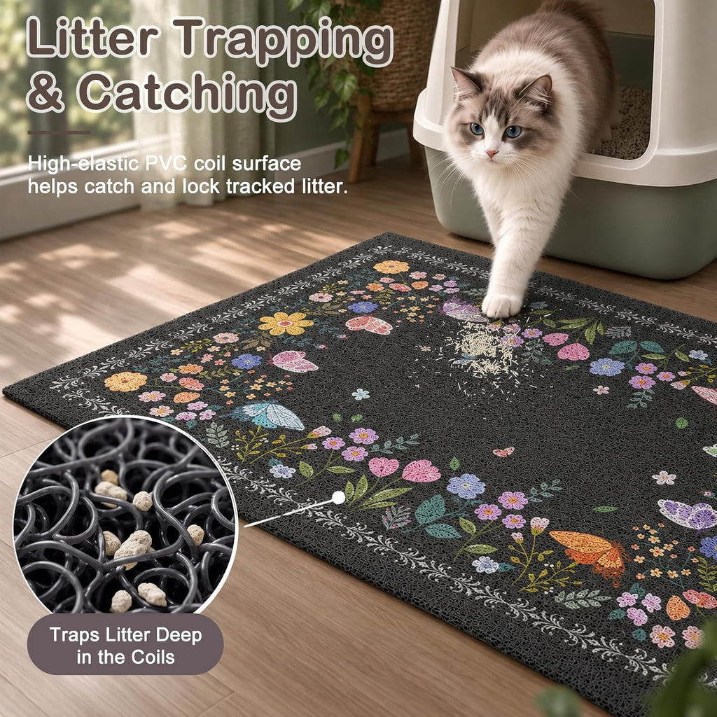 Unicorn Catcher 33"x22" Cat Litter Mat Non-Slip Washable Litter Box Mat