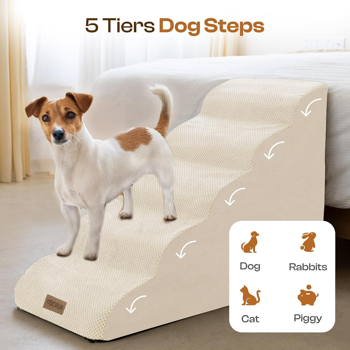 Miorun Dog Stairs Replacement Cover for 5-Step Foam Steps