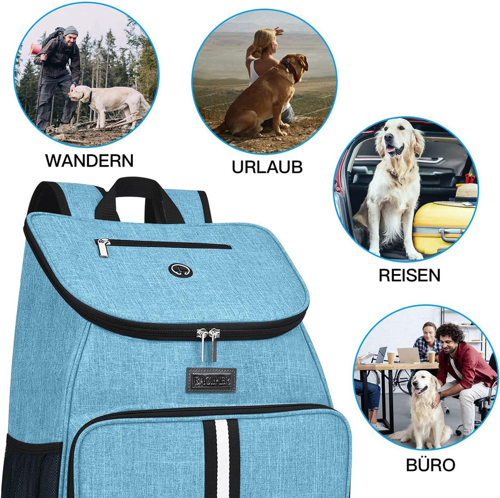 BAGLHER丨Dog Travel Bag, Airline Approved Pet Supplies Backpack, Dog Travel Backpack with 2 Silicone Collapsible Bowls and 2 Food Baskets