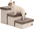 Love's cabin Dog Stairs for High Bed, Foldable Pet Stairs for Small Medium or Large Dogs Puppy with Storage for Bed or Couch, Cat Dog Steps Ramp with Zip up to 200 lbs, Brown, 3 Steps