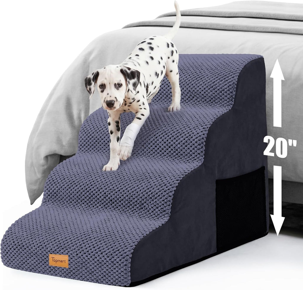 Topmart High Density Foam Dog Steps 4 Tiers, Extra Wide Deep Pet Steps
