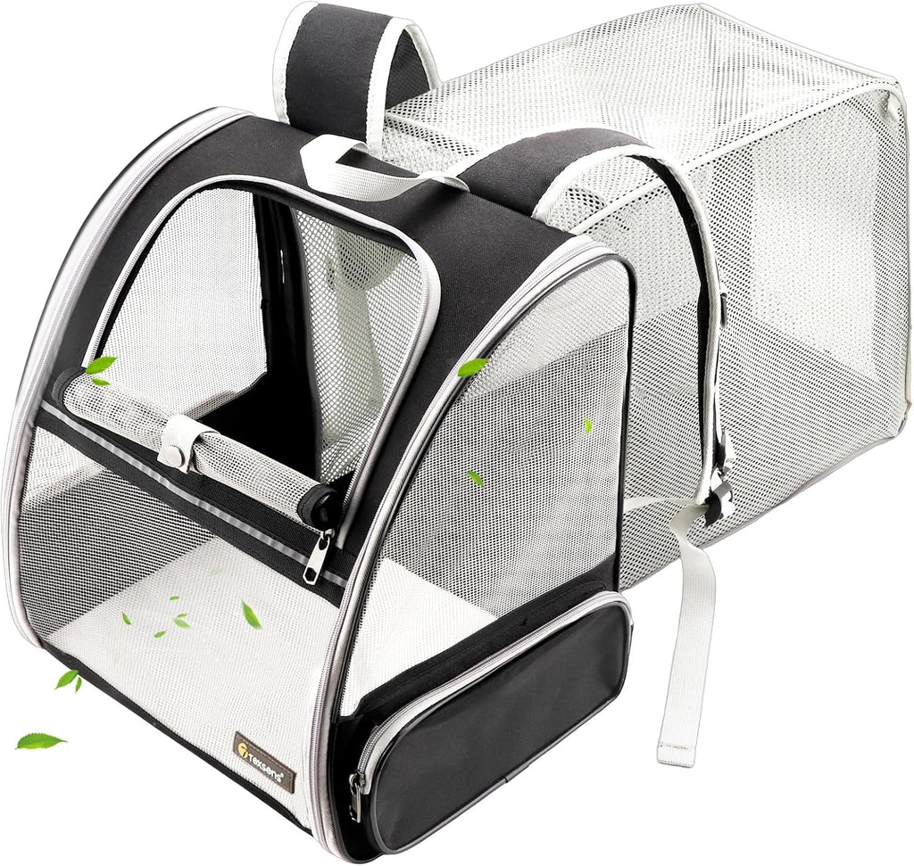 Texsens Innovative Traveler Bubble Backpack Pet Carriers for Cats and Dogs (Expandable-Black)