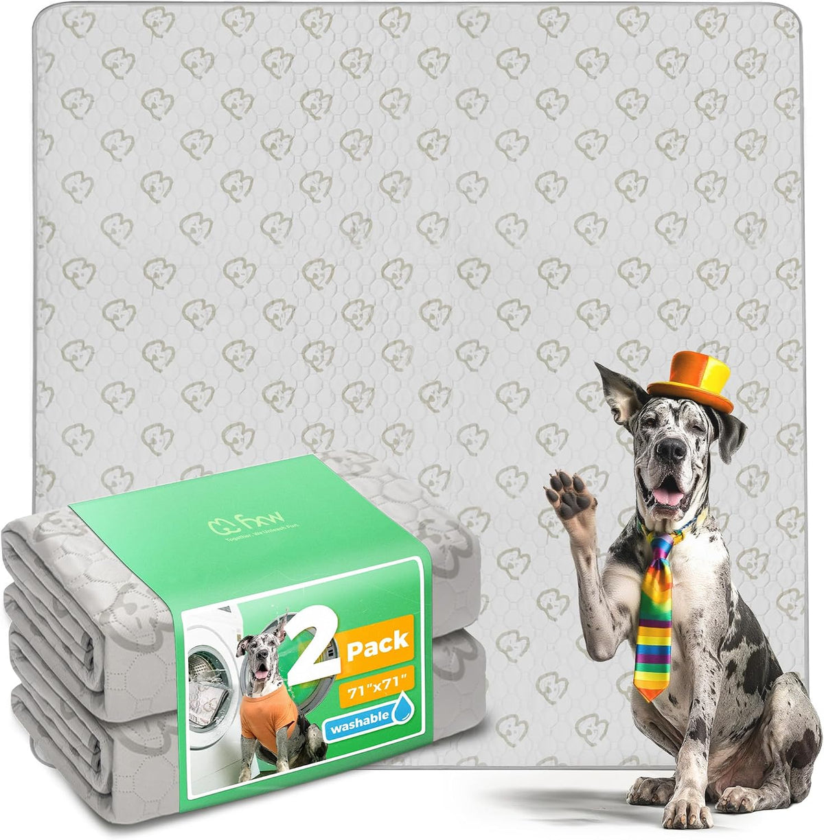 FXW Washable Pee Pads for Dogs, Super Absorbent, 71" Square, 2 Packs | Machine washable, Non-slip backing, Fits 32"/40"/45"H 8-Panel FXW Rollick/Homeplus Playpens