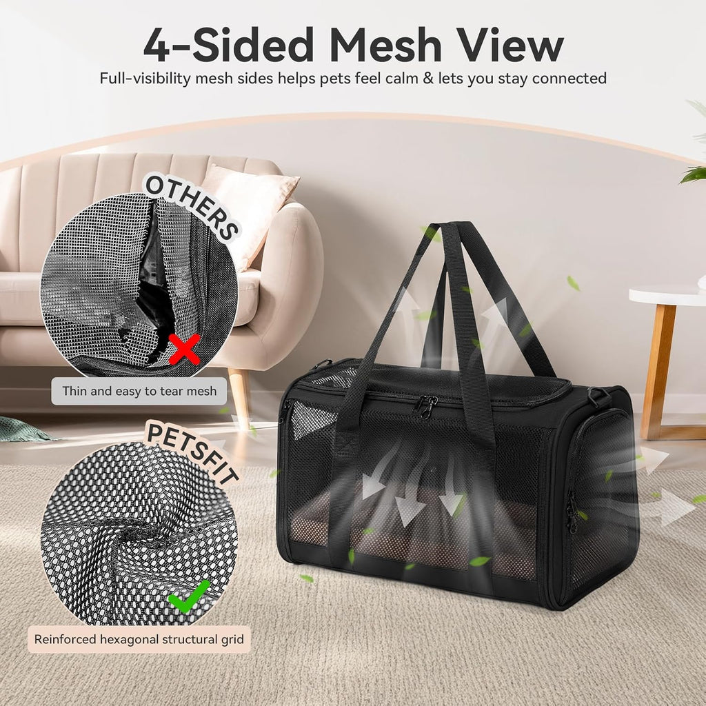 PETSFIT Cat Carrier Soft with Patented Safety Buckles, Safe for Car Travel