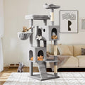 Allewie 64 Inches Multi-Level Cat Tree Tower for Indoor Cats, Grey