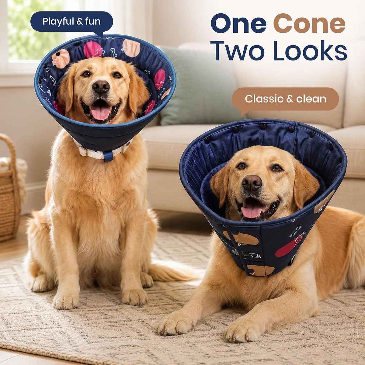 Dog Cone Collar for Dogs After Surgery – Soft Adjustable Recovery Cone to Stop Licking & Scratching – Comfortable E Collar Alternative for Wound Care, Neuter & Spay Recovery -Fits S, M, L Dogs