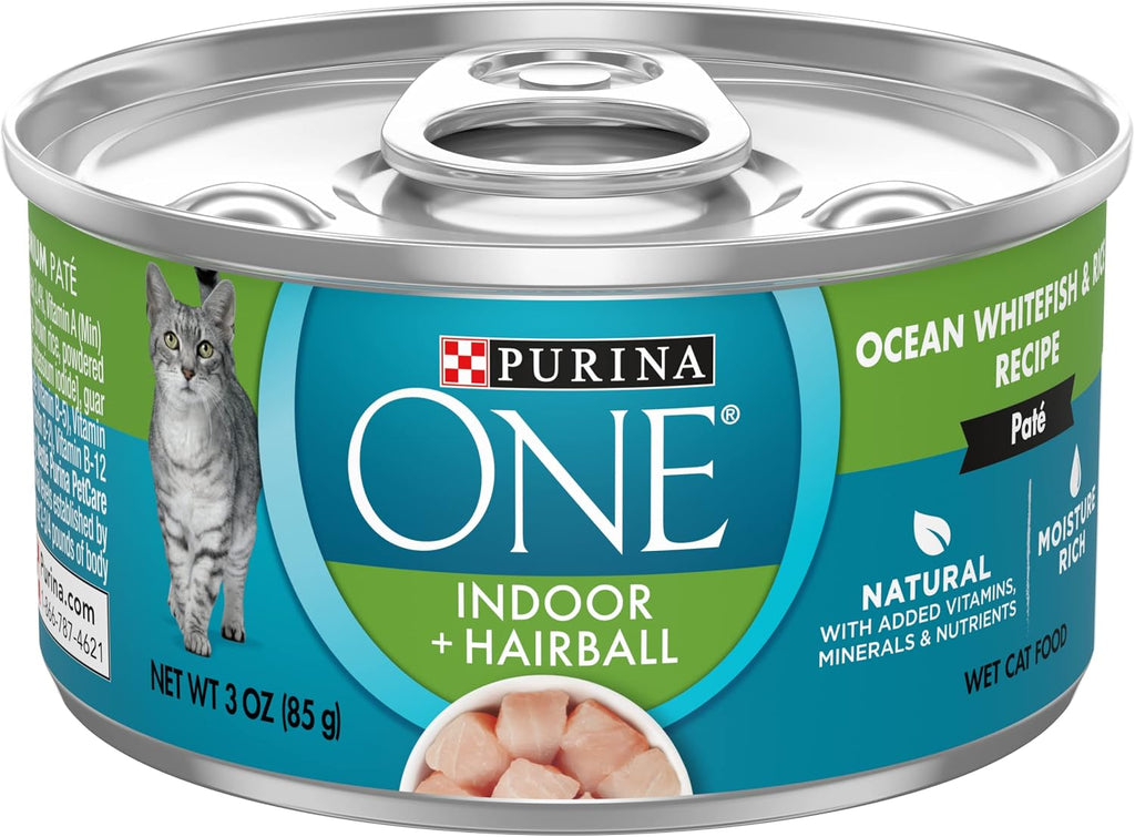 Purina ONE Indoor High Protein Pate Wet Cat Food, (24) 3 oz Cans