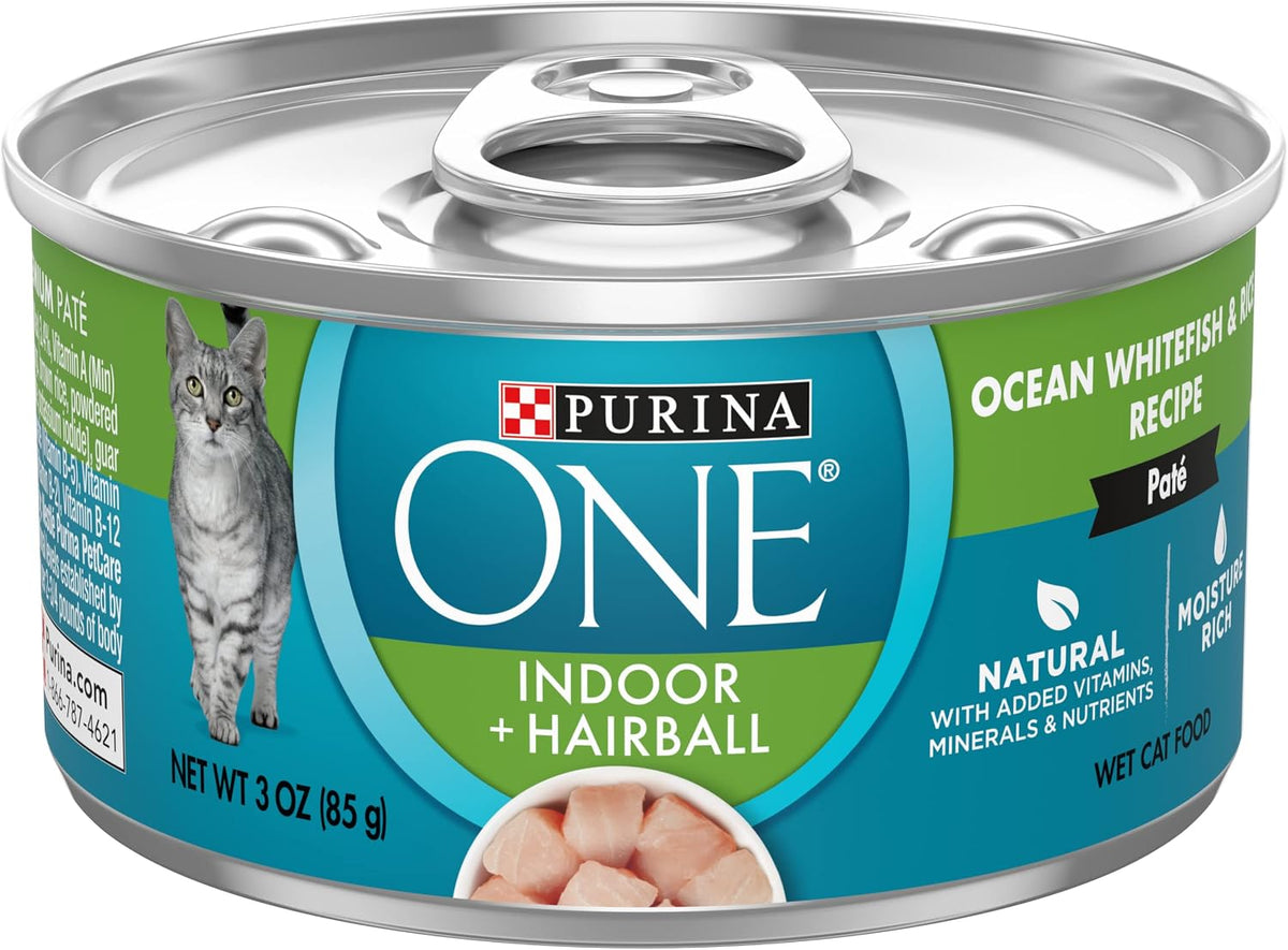Purina ONE Indoor High Protein Pate Wet Cat Food, (24) 3 oz Cans