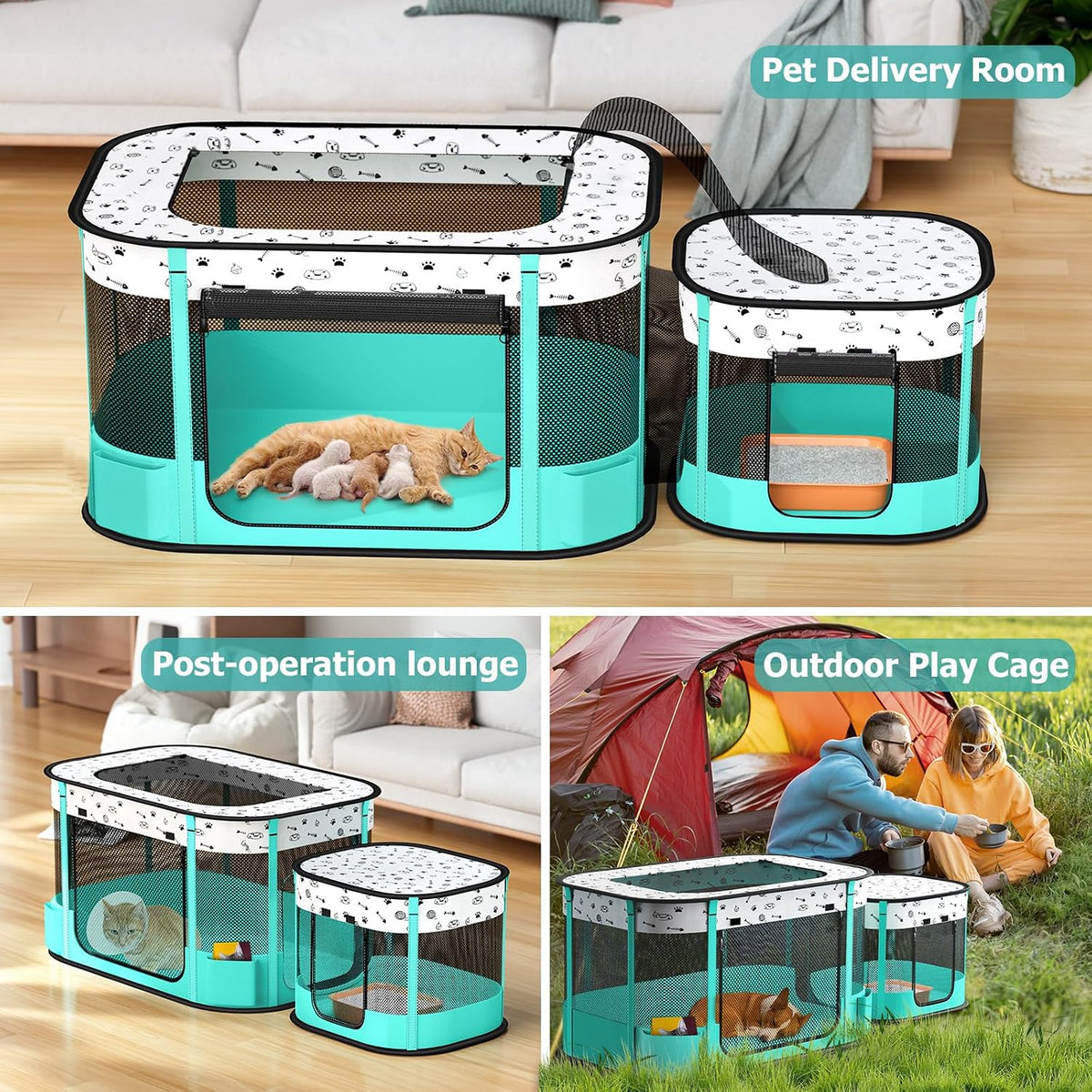 Cat Playpen, Portable Pet Dog Playpen, Foldable Kitten Puppy Play Pen