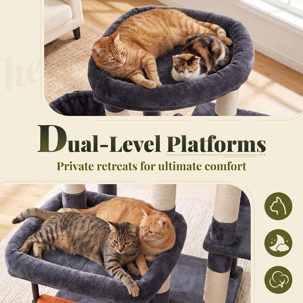 Hey-brother Cat Tree Tower with Stable L-Shaped Widen Base, Condo, MPJ086G