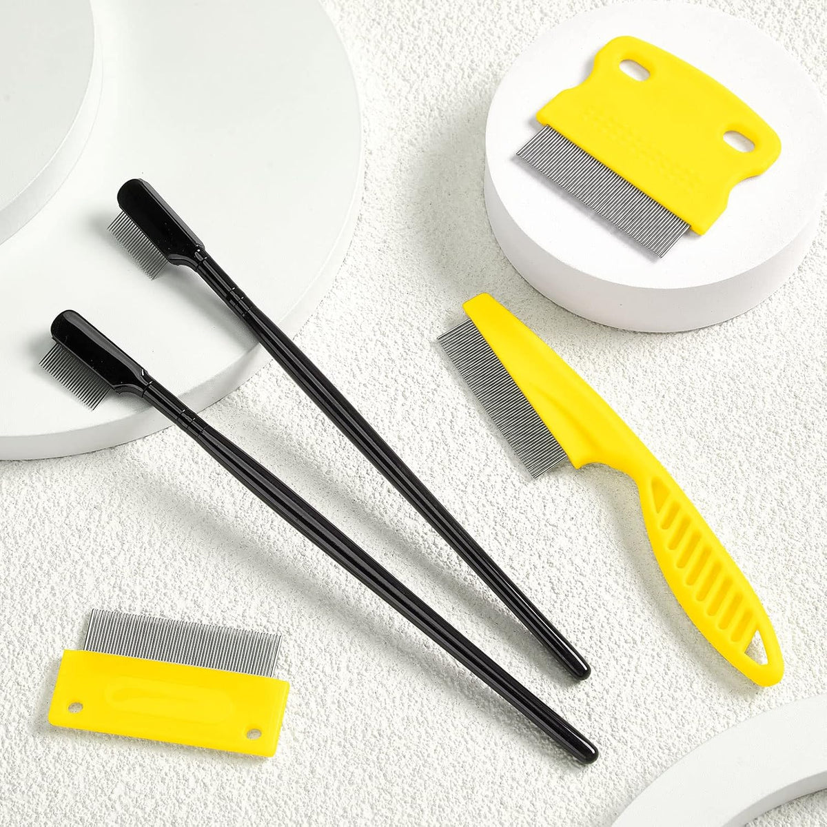 Boao 5 Pcs Dog Eye Comb Tear Stain Remover Grooming, Yellow, Black
