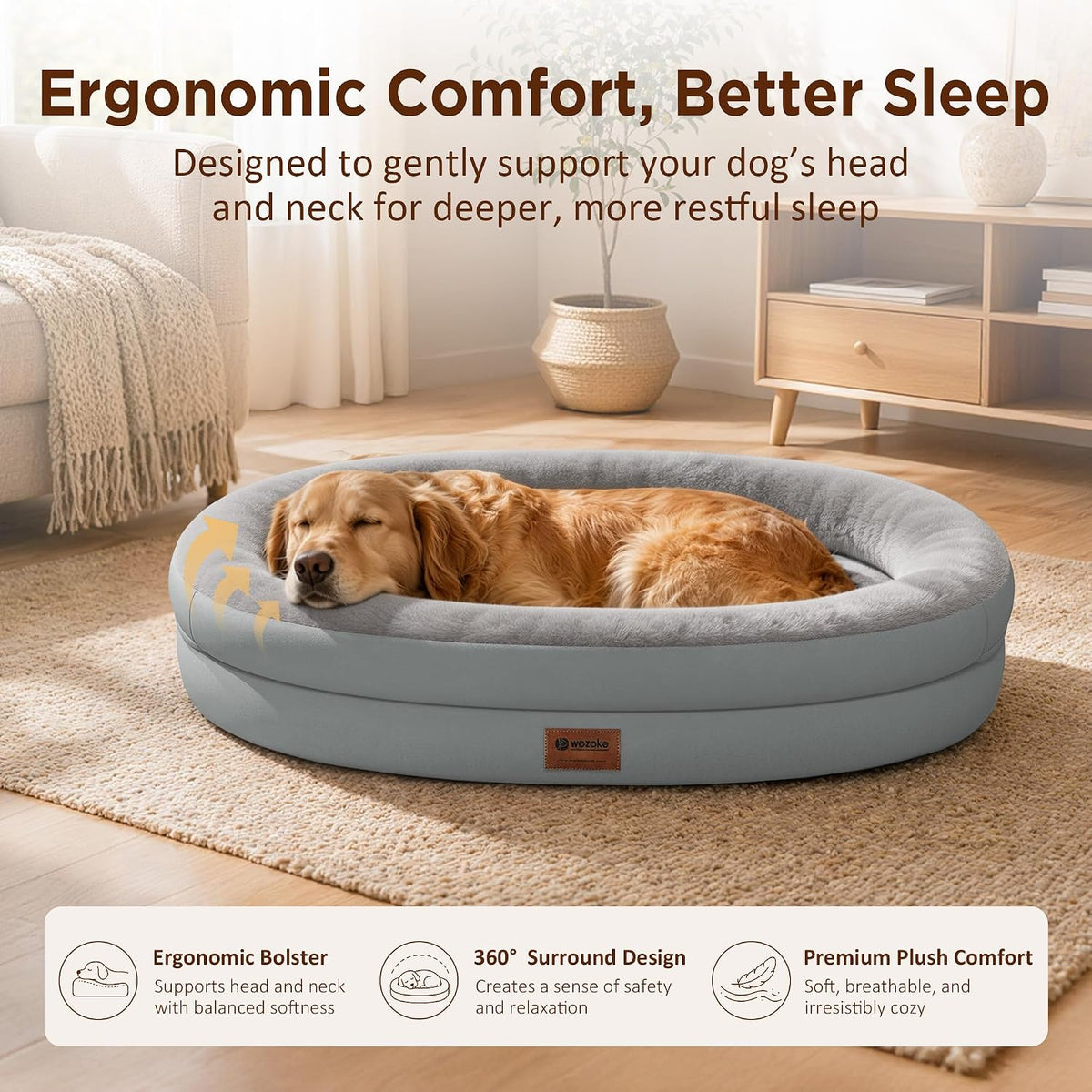 Waterproof Orthopedic Dog Bed for Extra Large Dogs, Silver