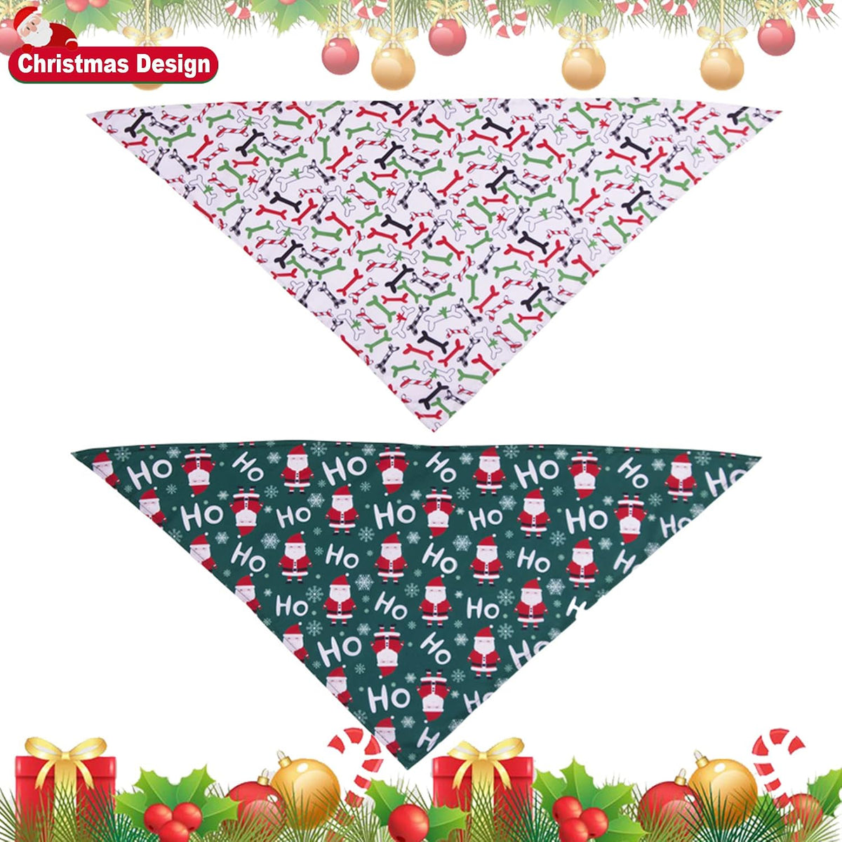 ADOGGYGO 4 Pack Dog Bandana Christmas Pet Scarf Triangle Bibs Kerchief Set Pet Christmas Costume Accessories Decoration for Medium Large Dogs (Large)