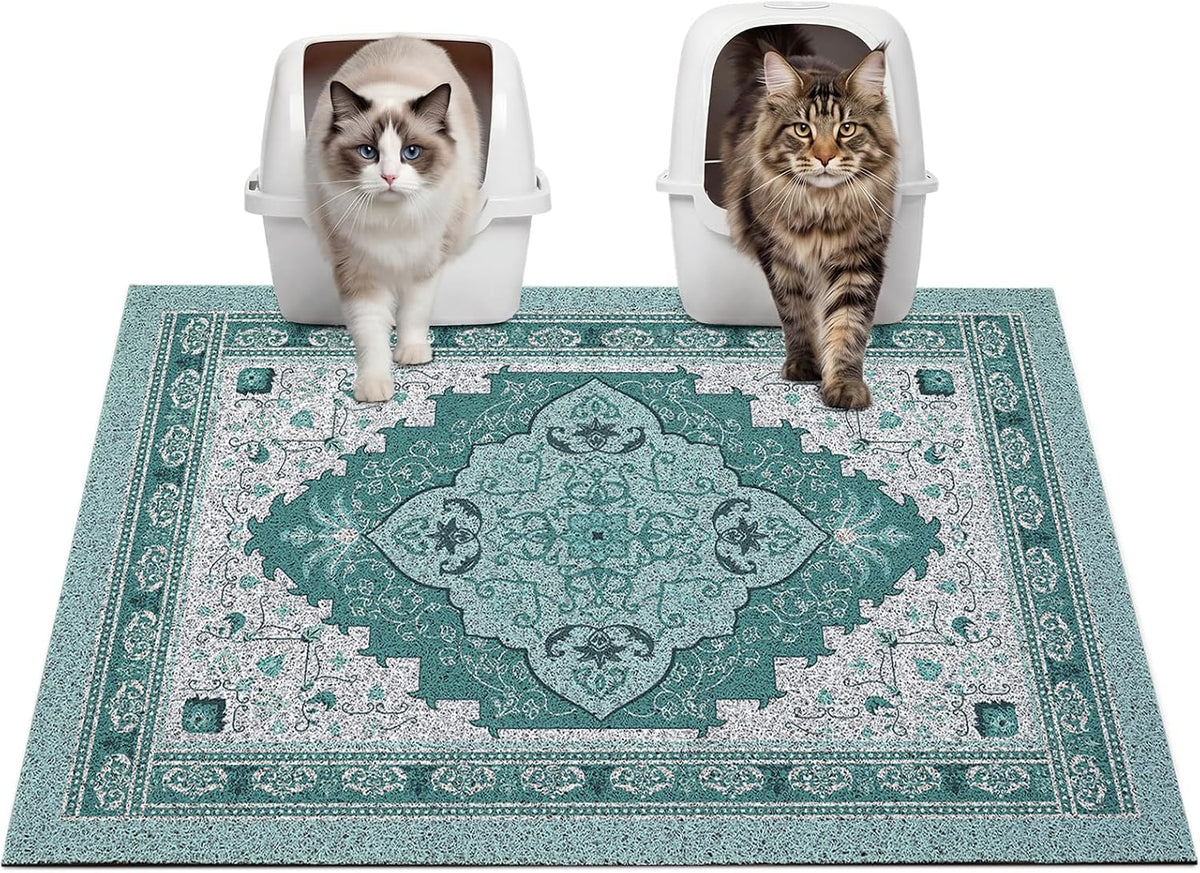 Glittme Cat Litter Mat, 33"x22" Non-Slip Washable Trapping Mat for Cats | Litter Trapping Mat With Thick PVC Coil To Catch Scatter, Soft On Paws And Waterproof Bottom To Protect Floors