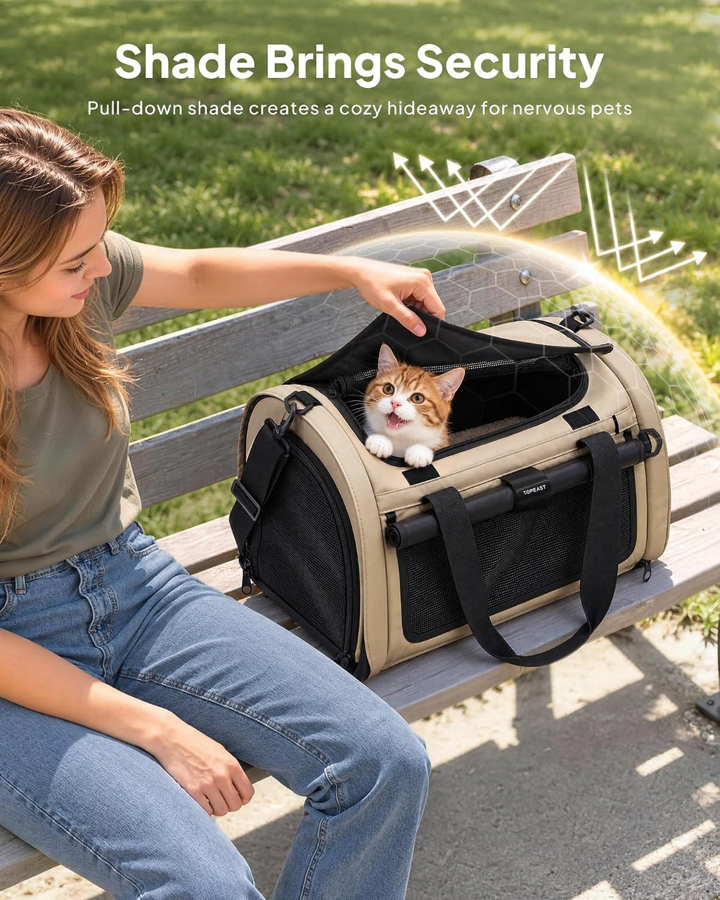 Backpackable Cat Carrier 17"x11"x11", Soft-Sided Collapsible Pet Carrier