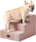 EHEYCIGA Dog Stairs 13.5" H, 3-Step Extra Wide Dog Steps, Pink