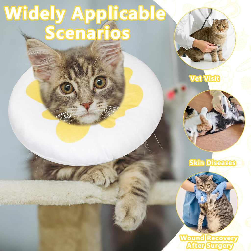 Cat Cone Collar Soft, Adjustable Cat Recovery Cone (Egg, M)