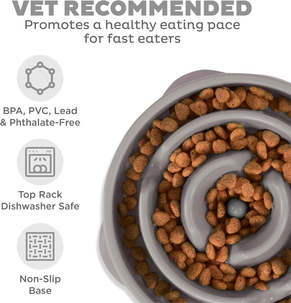 Outward Hound Fun Feeder Slo Bowl Dog Slow Feeder, Drop, Gray, 11.8" | Slows Fast Eaters, Can Aid Digestion, Holds 4 Cups Dry or Wet Food, Non-Slip Base, Easy Clean, No BPA, Medium to Large Dogs 