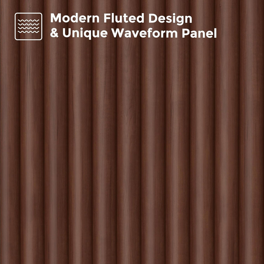 Homhedy Cat Litter Box Enclosure,Modern Fluted Accent,Reddish Brown
