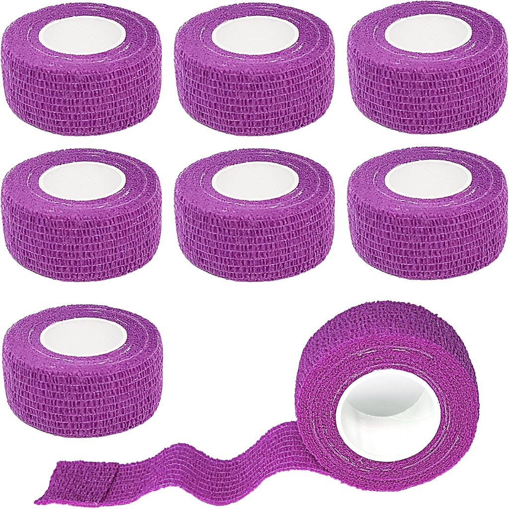 8 Pack 1 in x 5 Yards Cohesive Wrap Self Adhesive Bandage Wrap Elastic Self Adherent Bandage Self Stick Vet Tape for Athletic, Wrist, Ankle, Knees, Pets (Dark Purple)