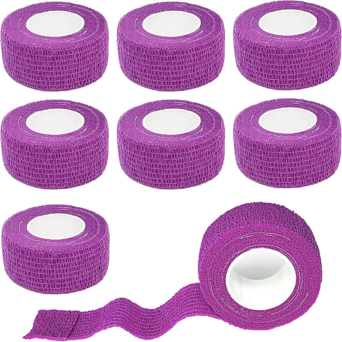 8 Pack 1 in x 5 Yards Cohesive Wrap Self Adhesive Bandage Wrap Elastic Self Adherent Bandage Self Stick Vet Tape for Athletic, Wrist, Ankle, Knees, Pets (Dark Purple)