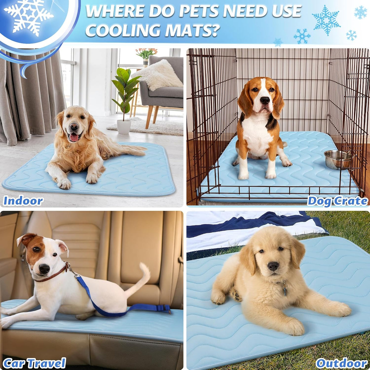Cooling Mat for Large Dogs, 40"x28" Breathable Self Cooling Crate Mat