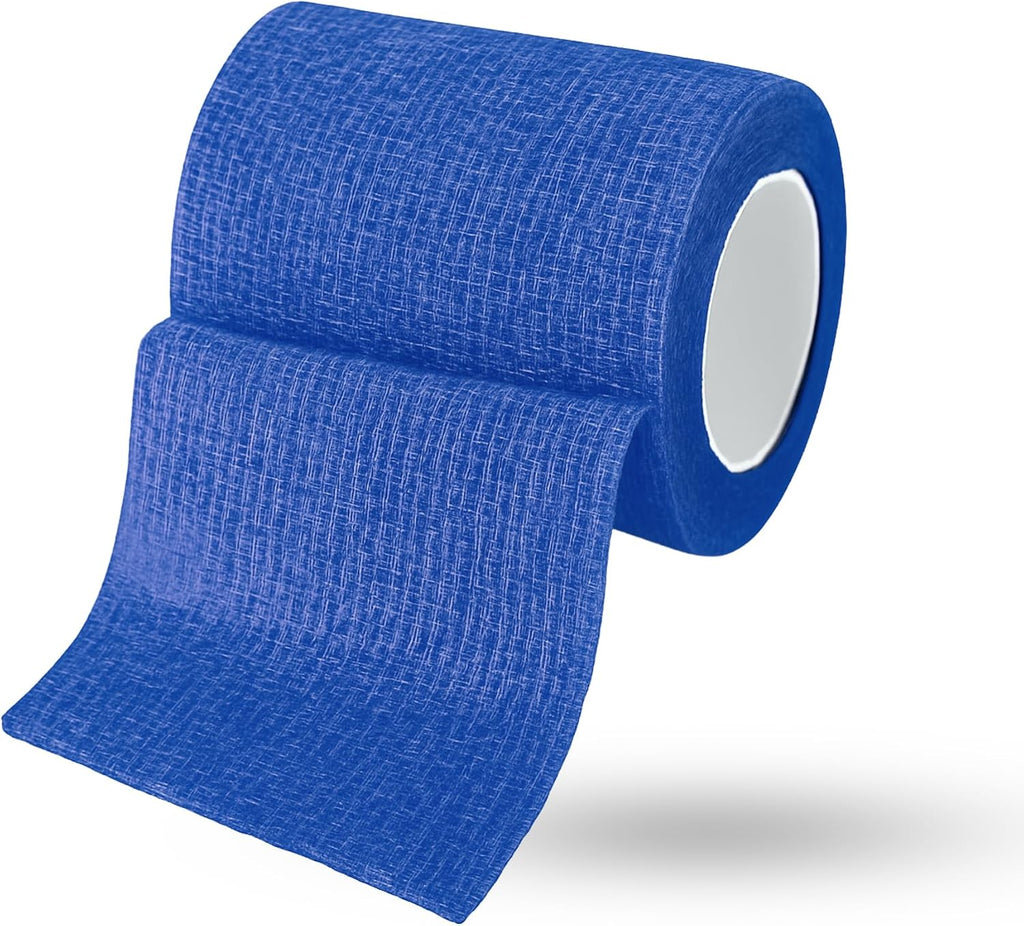 JorVet 4" x 10 Yards Cohesive Bandages for Pets | Self-Adhesive, Easy Tear Wraps for Wound Care | Secure, Individually Wrapped Vet Tape | Navy Blue | Pack of 12