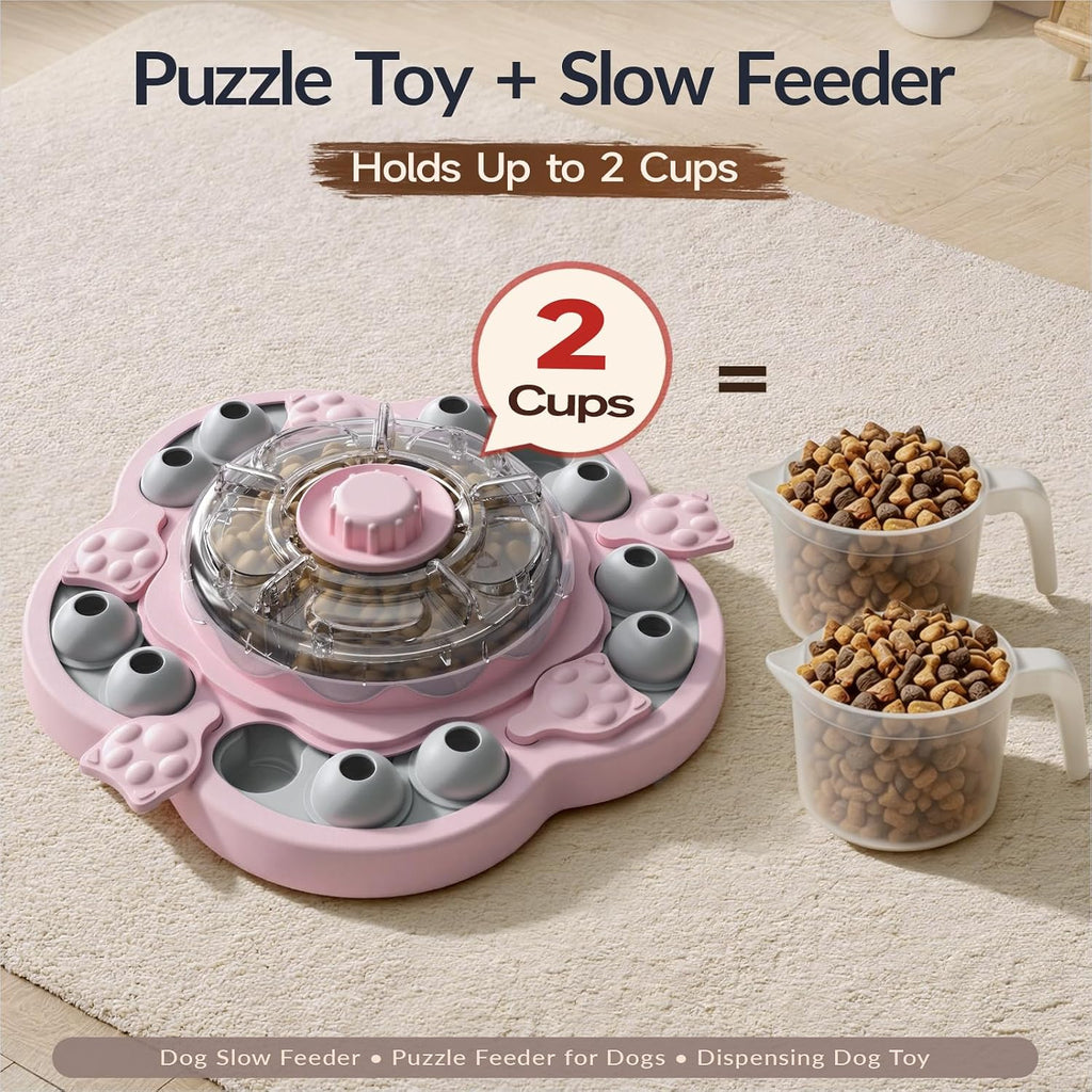 KADTC 3-Level Dog Puzzle Toy, Spin to Release Treat Dispenser, Slow Feeder | LARGE SIZE - Slide, swing, sniff, search: 4 play modes curb boredom, channel energy, build focus, deliver mental stimulation.
