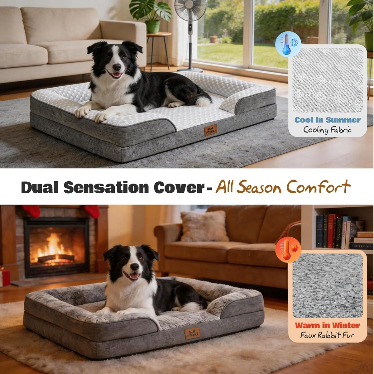 Orthopedic Dog Beds Large Sized Dog, 2-Pack Washable Covers, 36" L