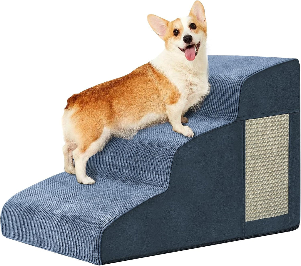 Ahpmeoa Dog Stairs for Small Dogs 15.7" H, Dog Ramp for Bed, 3-Step, Navy