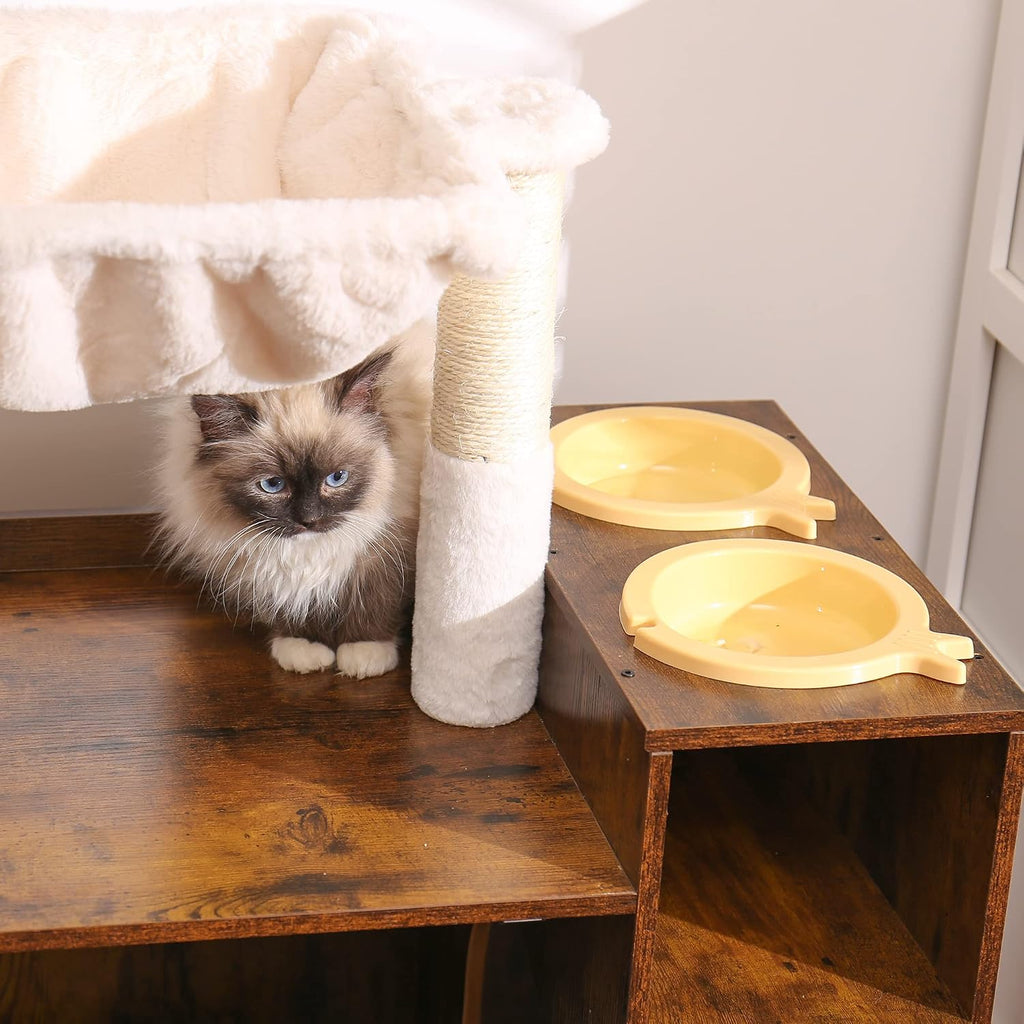 Hey-brother Cat Tree Tower, Food Station, XL Litter Box Enclosure, MPJ101SR