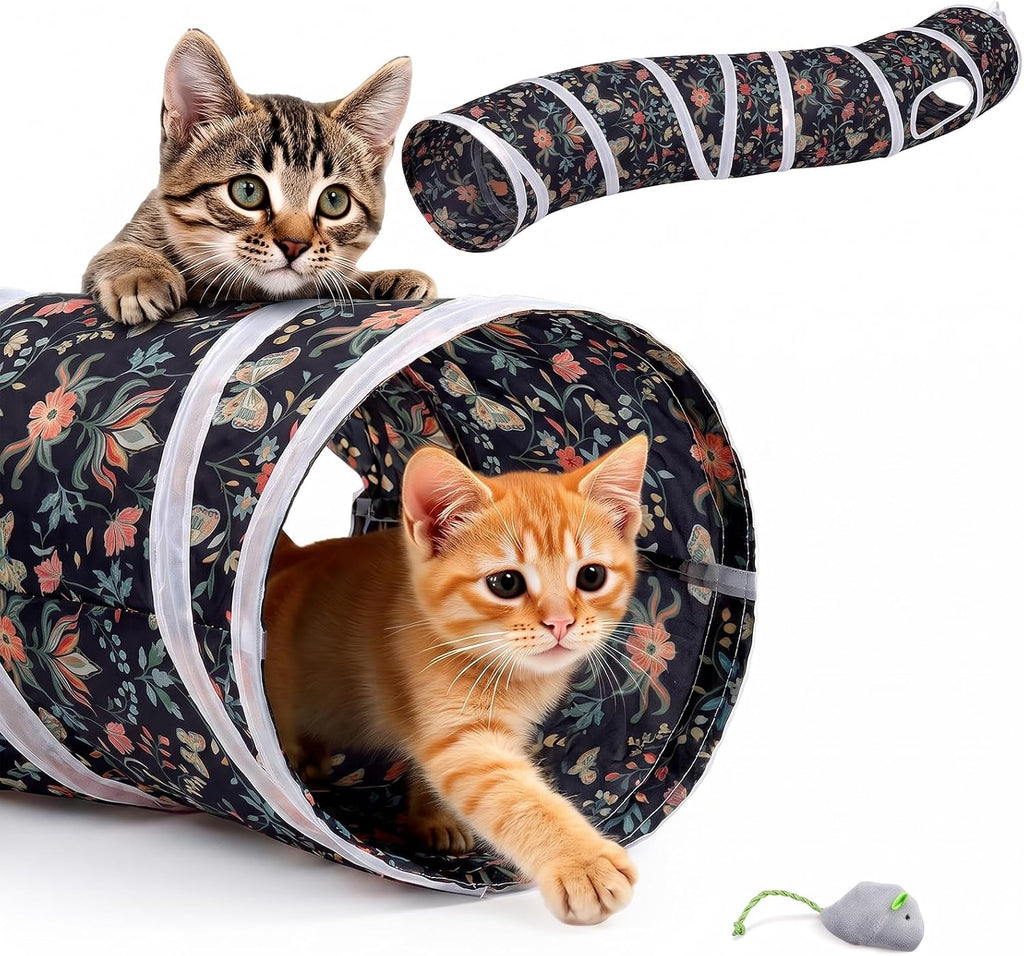 Glittme S-Shape Cat Tunnel, Foldable Cat Tunnels for Indoor Cats
