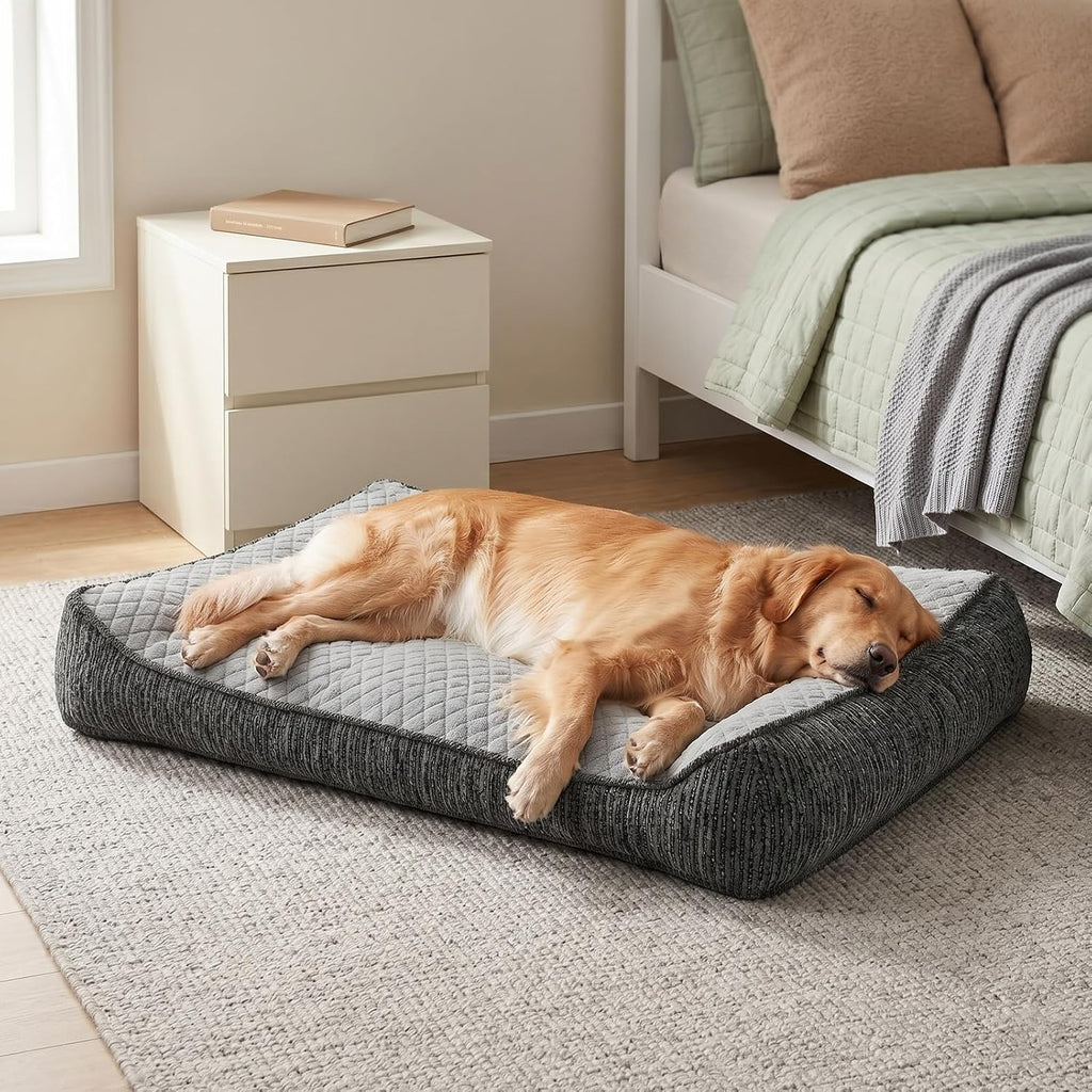 JOEJOY Orthopedic Dog Bed Medium Sized Dogs, Extra Thick Supportive Big Dog Couch Bed with Sides, Ultra Soft Pet Bed Sofa, Light Grey, 35''x25''