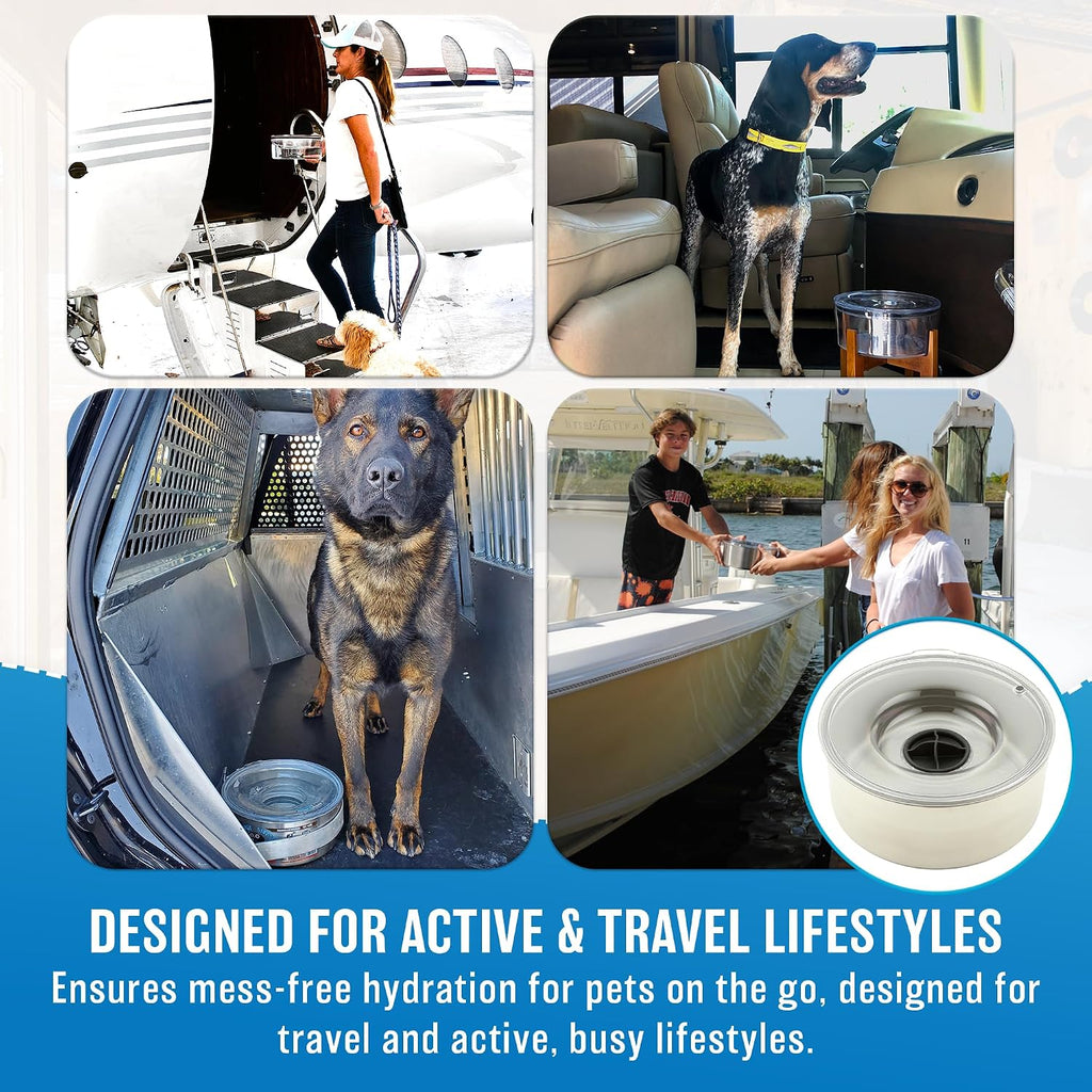 Tritan Plastic Dripless Water Bowl with Lid – Holds 1 Gal, Reduces Spills & Trails Up to 85%+, Water Bowl for Medium Breed Dogs (21-50 lbs), The Original Slobber Stopper 
