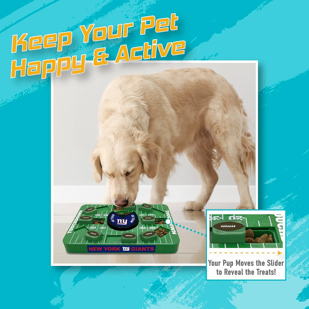 Pets First NFL New York Giants Large Puzzle Toy for Dogs, Slow Feeder Board for Pets, New Bigger Size, Interactive Doggie Treat Toy