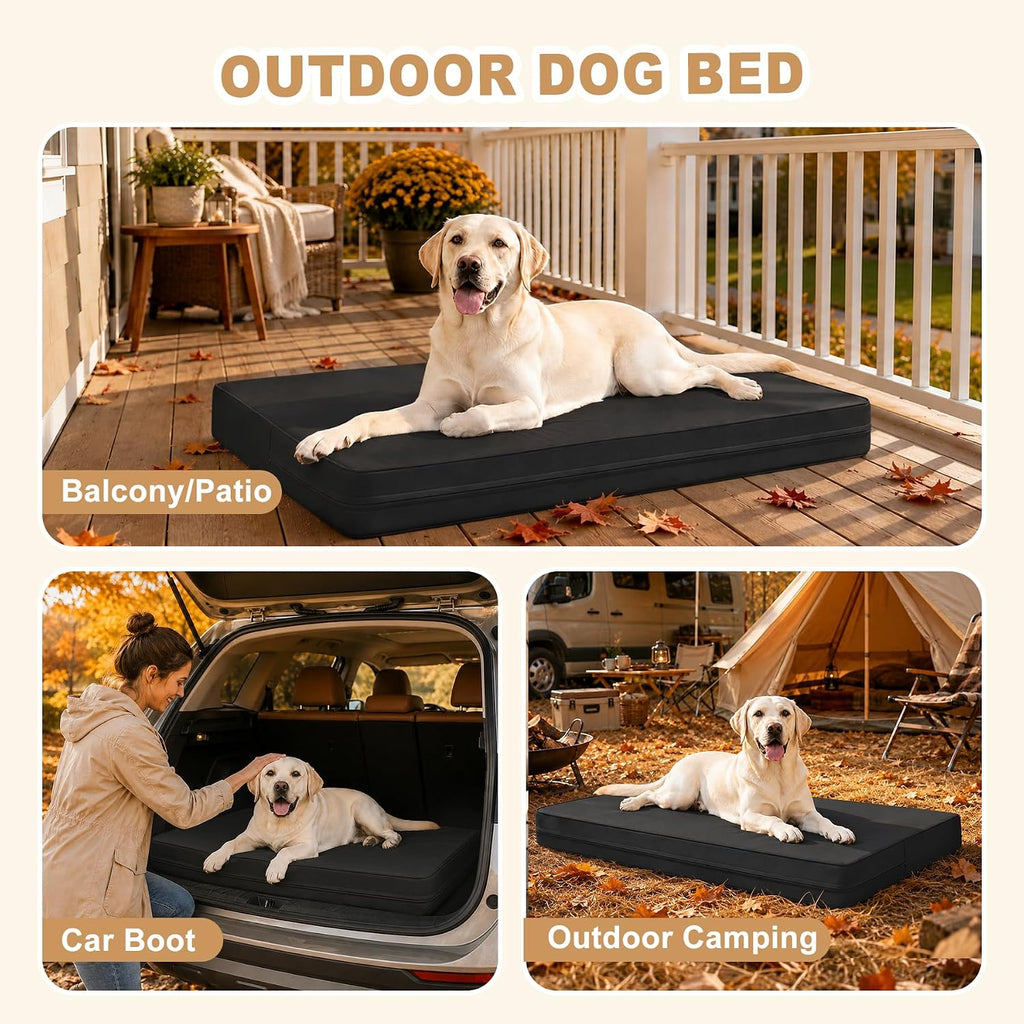 XXL Dog Bed Waterproof Washable, Wipeable Leather Large Crate Pad 48" Black