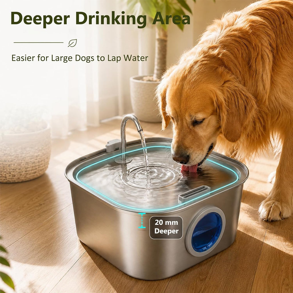 Dog Water Fountain for Large Dogs, 8L/270oz Stainless Steel Dog Bowl