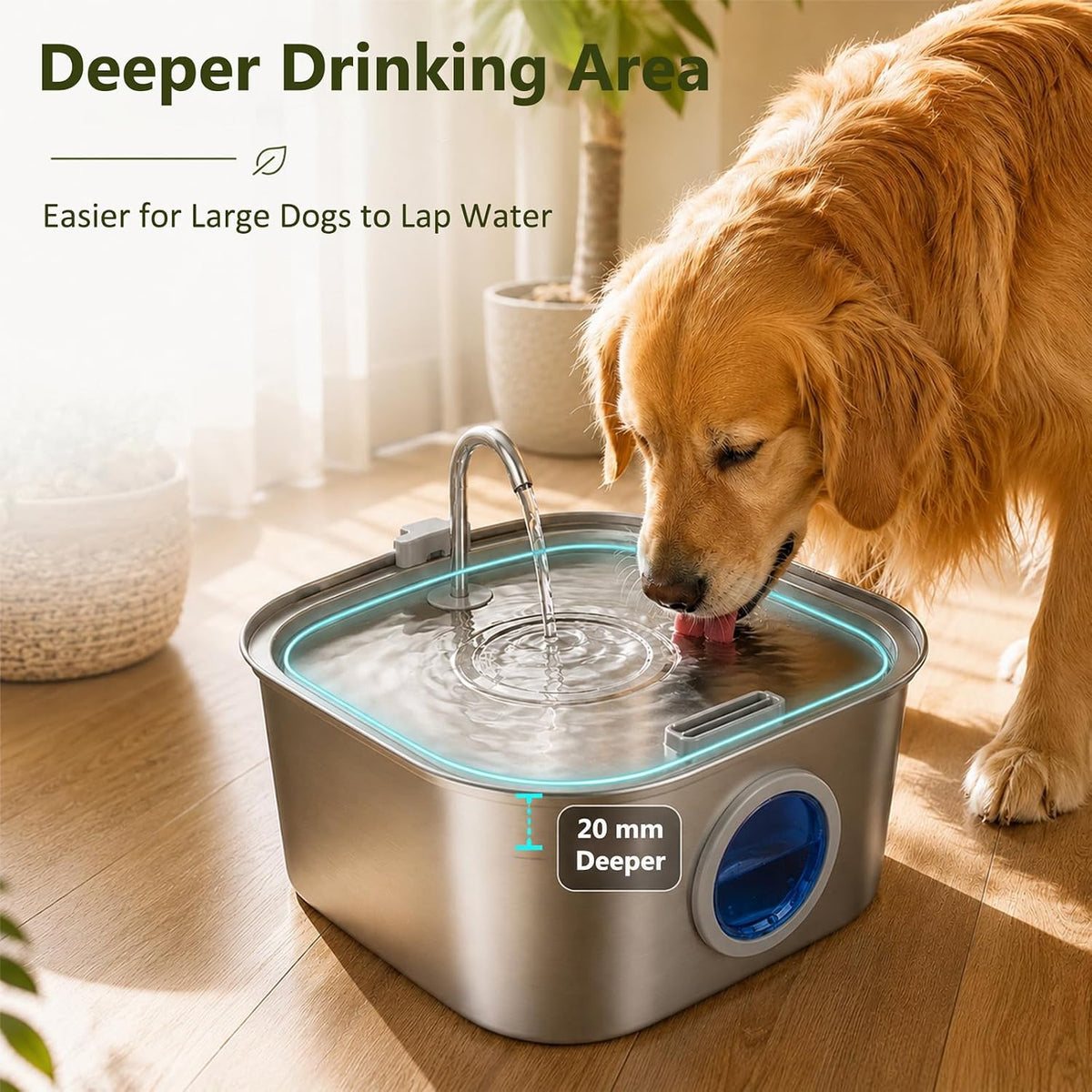 Dog Water Fountain for Large Dogs, 8L/270oz Stainless Steel Dog Bowl