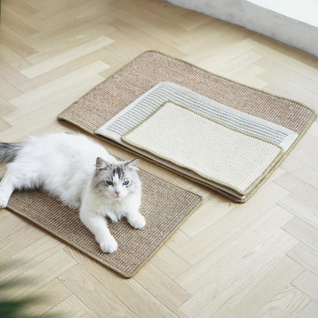 FUKUMARU Cat Scratcher Mat, 23.6 X 15.7 Inch Natural Sisal Cat Scratch Mat