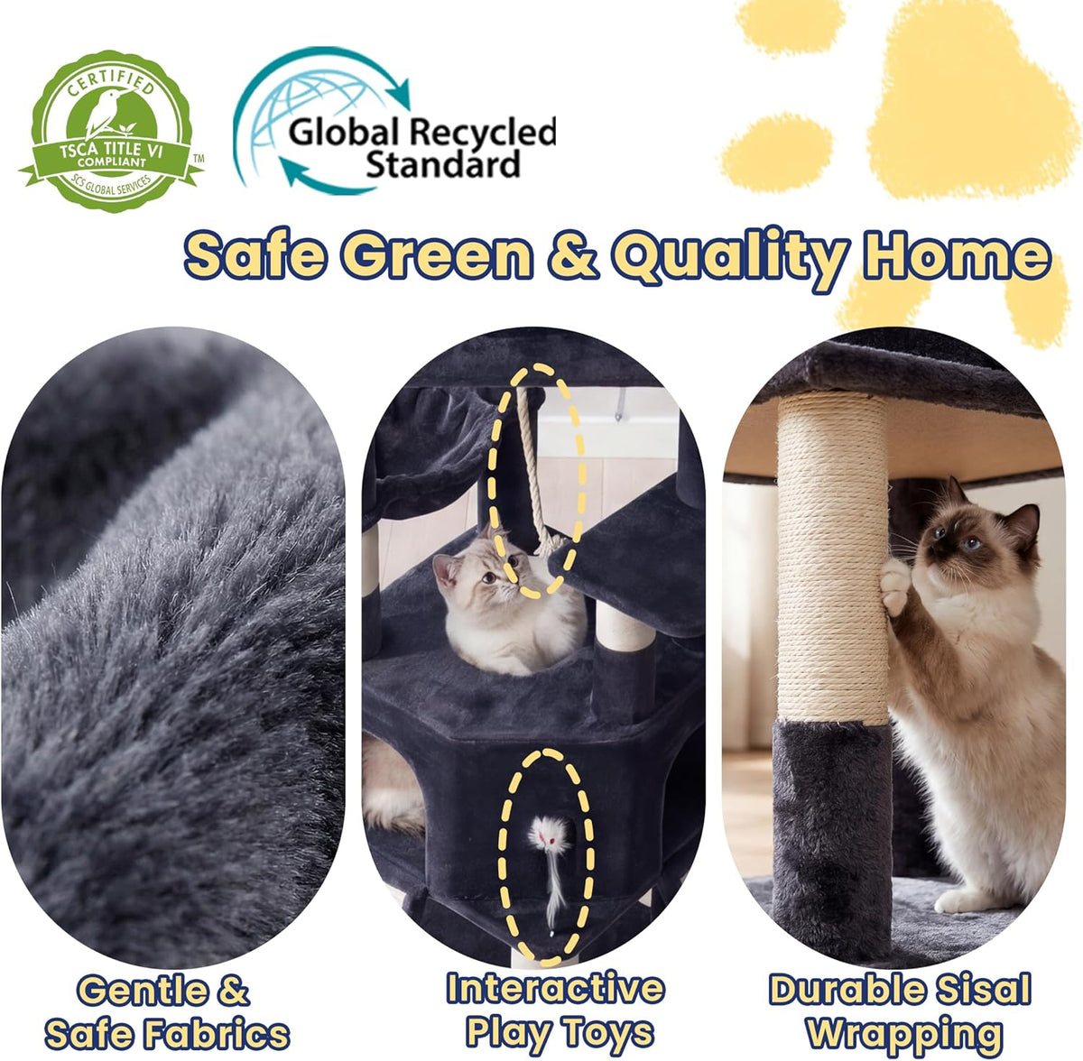 Cat Tree, 81.1" Tall Heavy Duty Cat Tower for Large Cats VCT032G