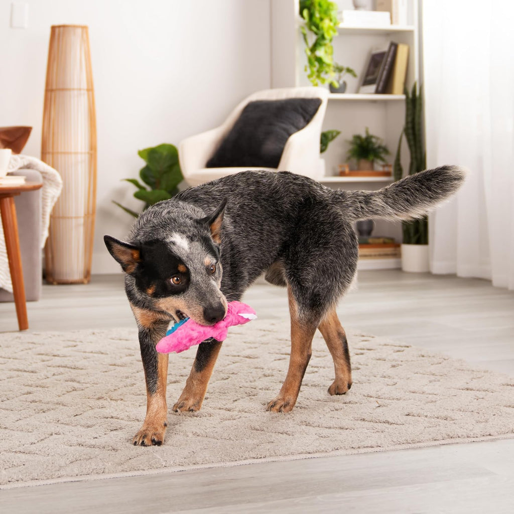 goDog Just For Me Gators Squeaky Plush Dog Toy, Chew Guard Technology - Pink, Mini
