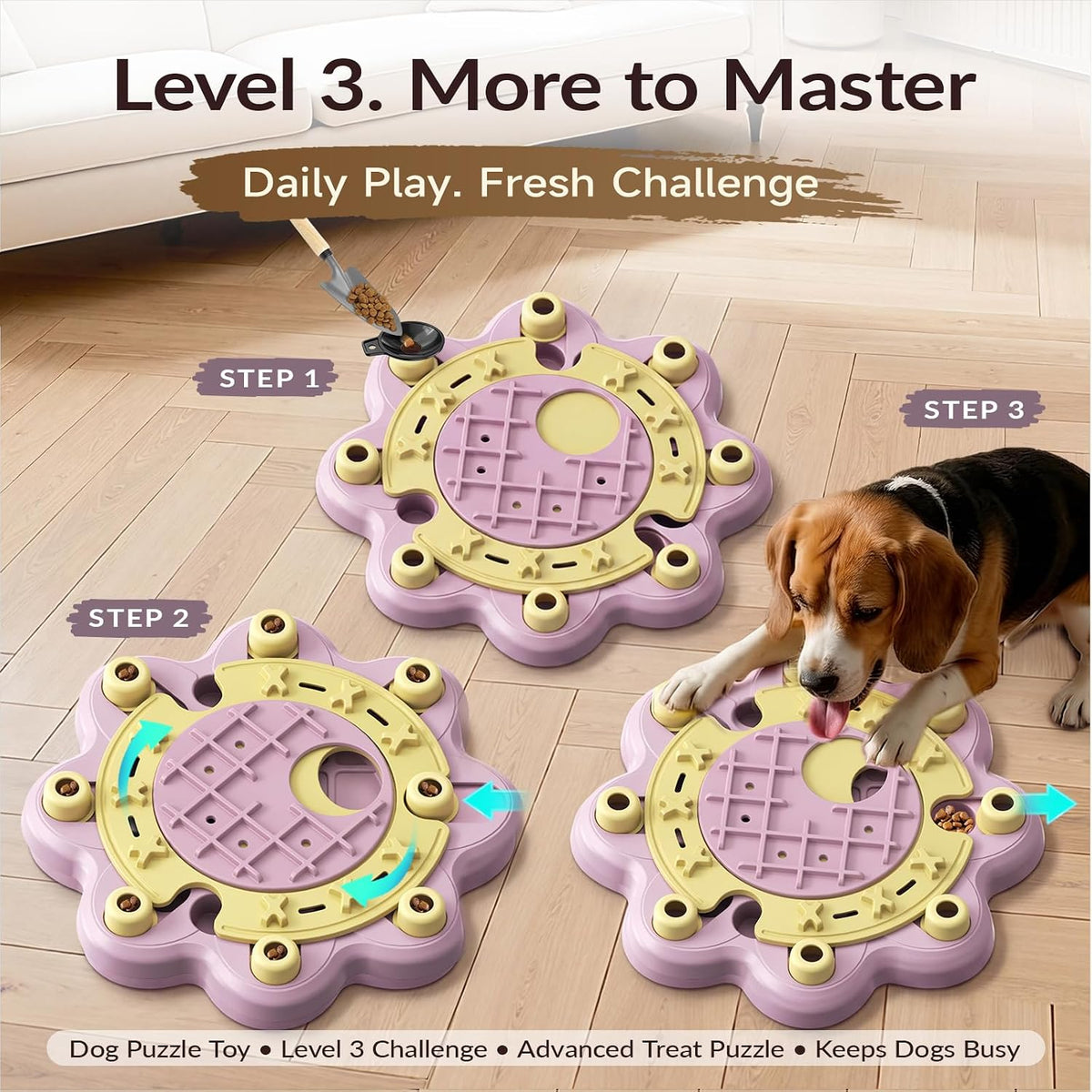 KADTC L Size 3 Levels, Dog Puzzle Toy, Slow Feeder & Enrichment for Dogs